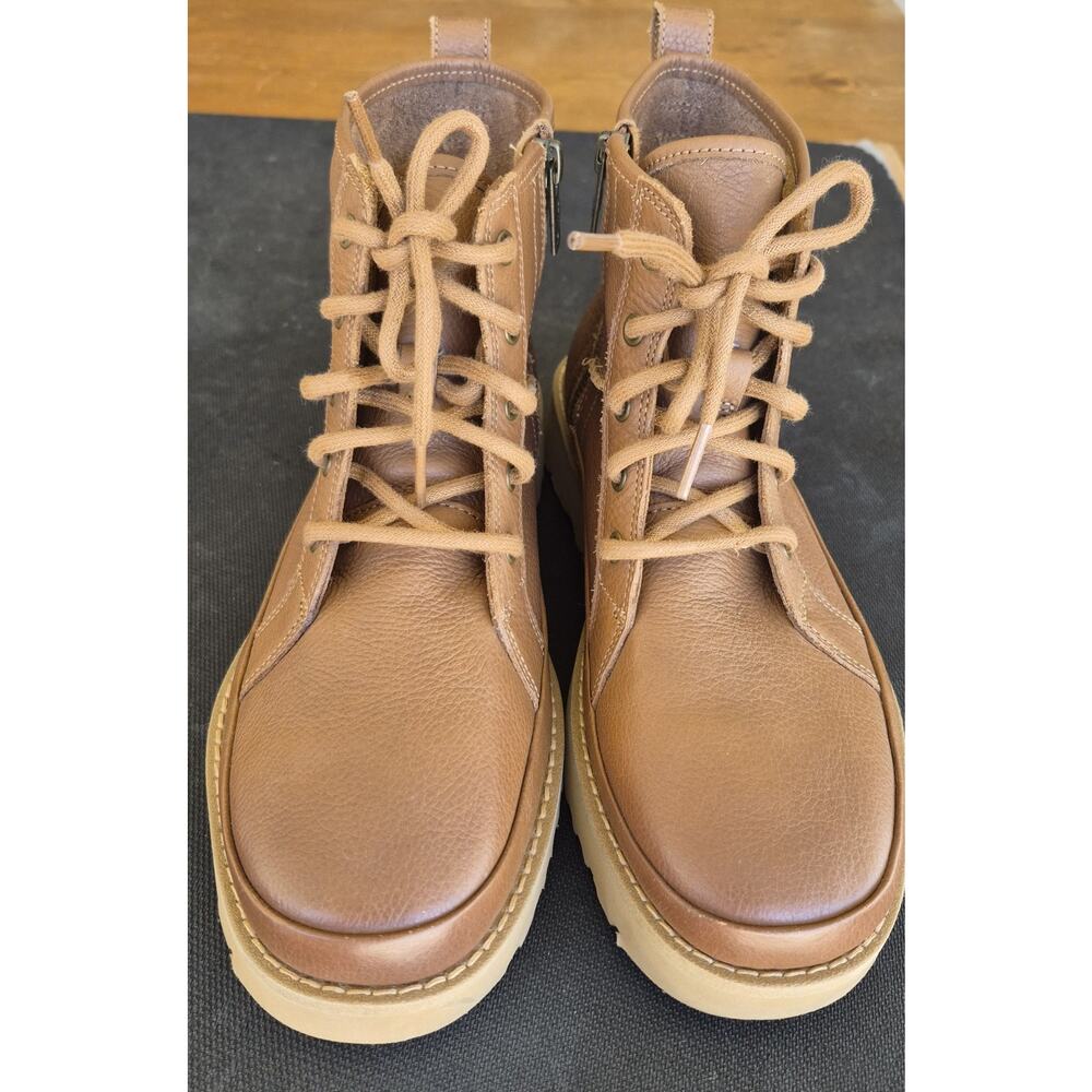 UGG Brown Leather Deconstructed Lace Up Combat Boots Size 7 New No Box